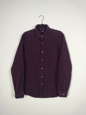 Theory Rammy Soft Twill Flannel Button Down Long Sleeve Shirt